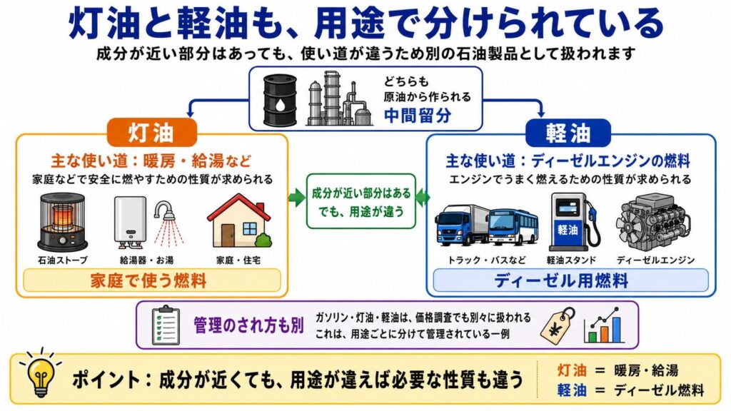 灯油と軽油も、用途で分けられている